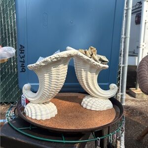 Spode Cream Double Cornucopia Planters